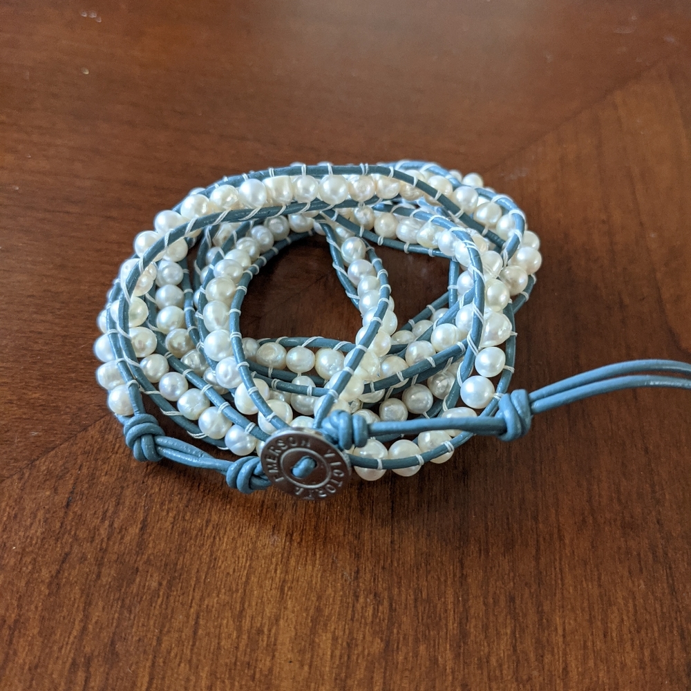 Victoria Emerson blue white pearl wrap bracelet